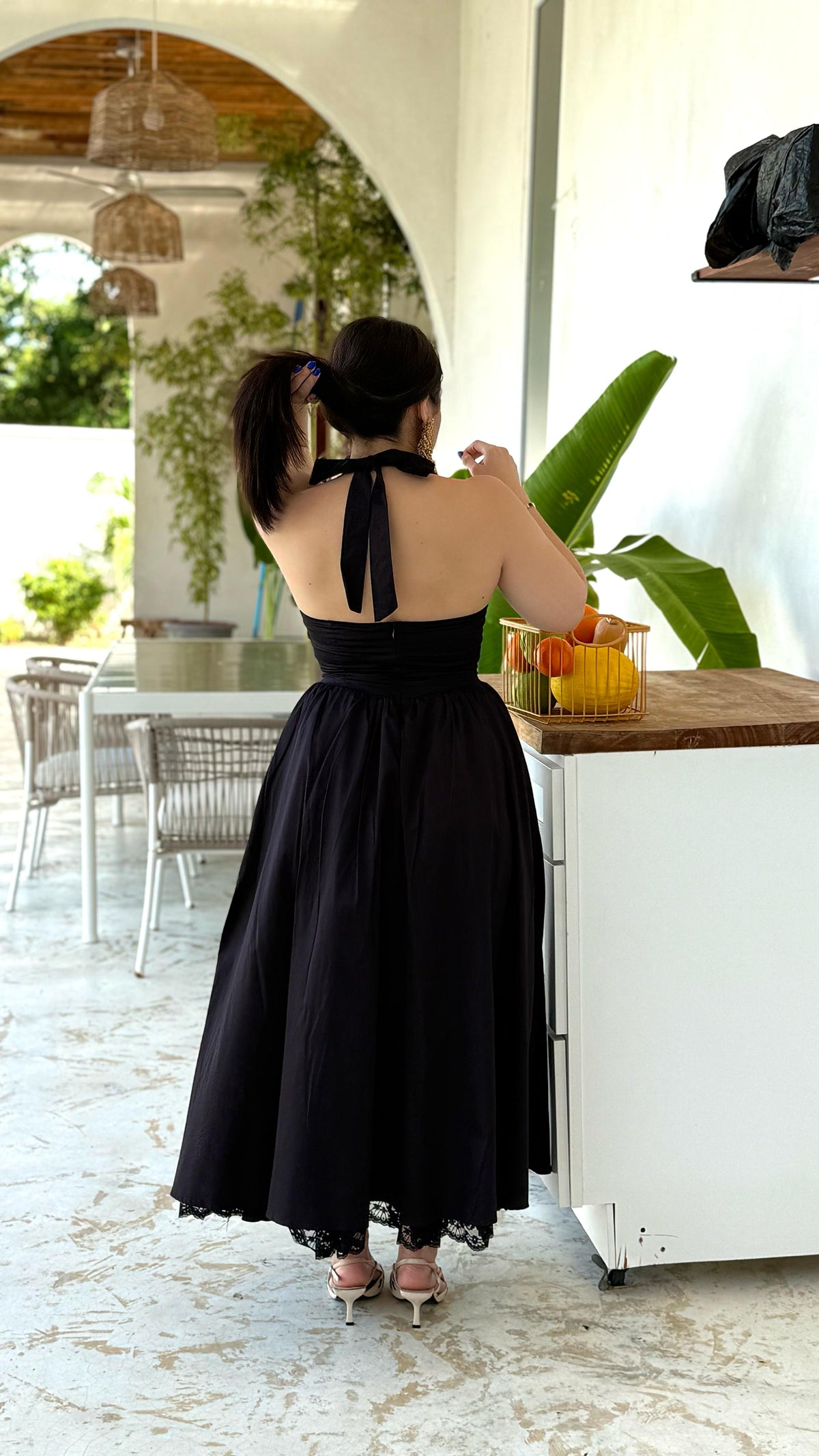 Vestido Halter poplin dress