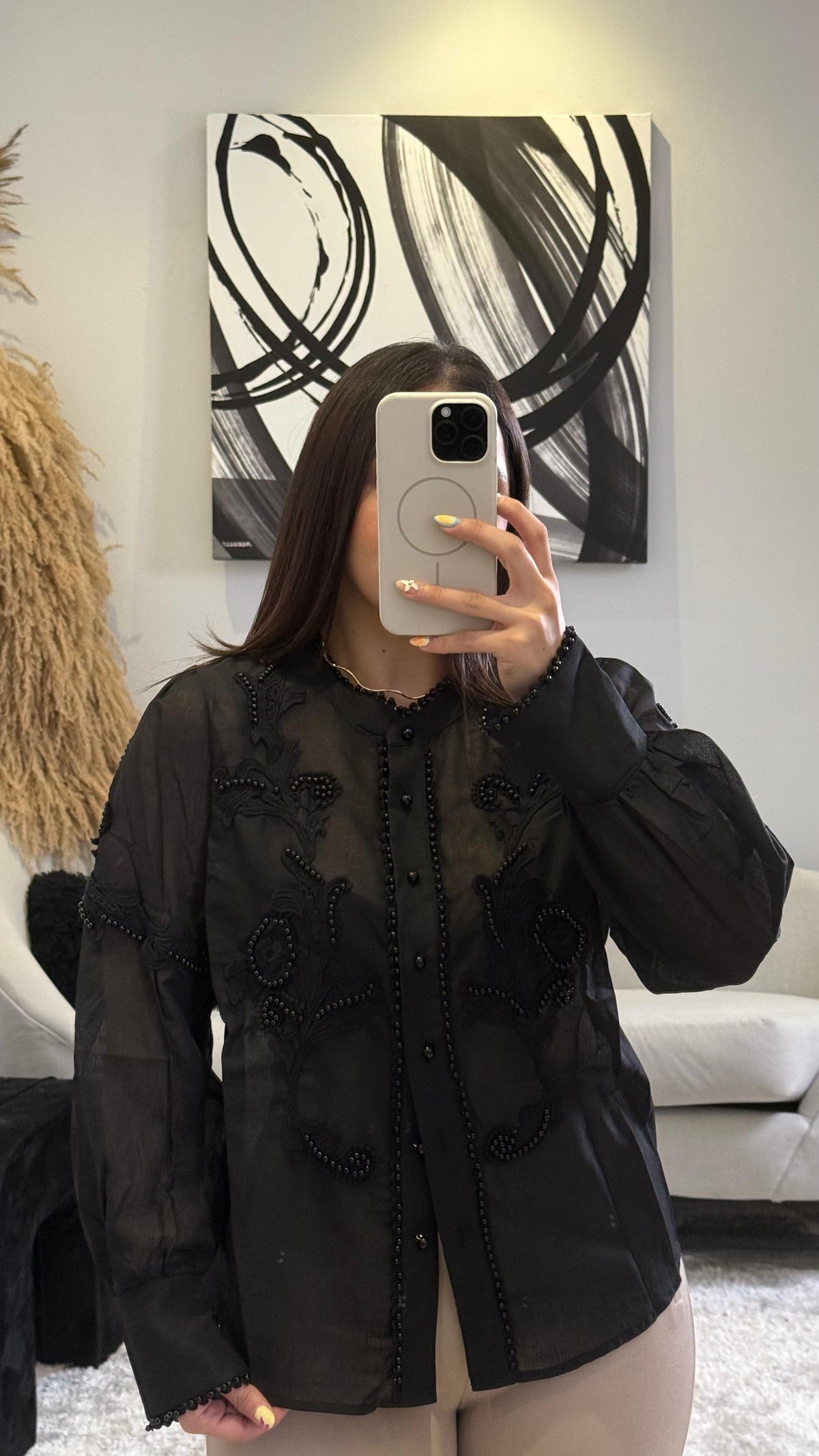 Blusa Long Sleeves Embroidered Pearl