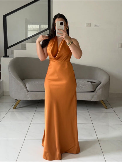 Solid Satin Dress