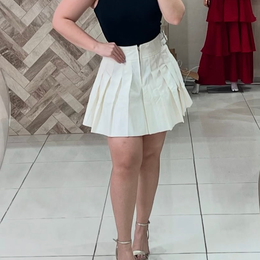 Falda Cuero Pleated