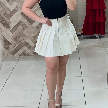 Falda Cuero Pleated
