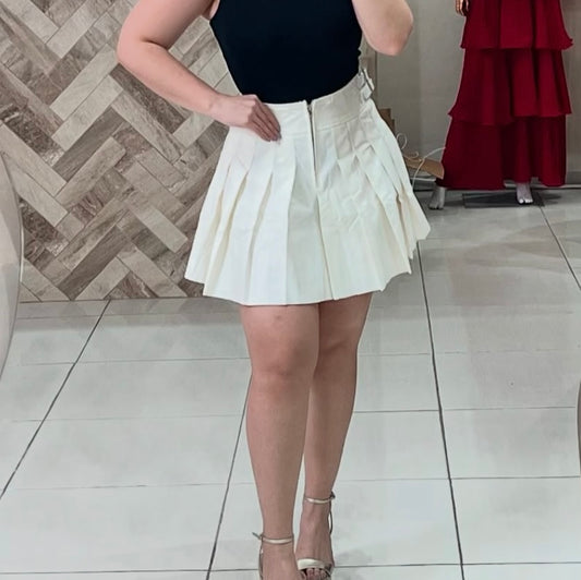 Falda Cuero Pleated