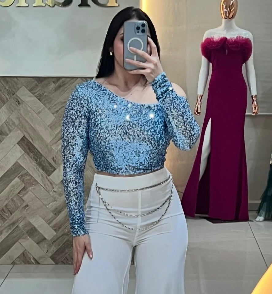Slim Vertical Top Sequin