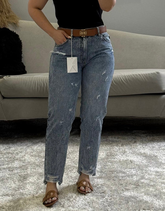 High rise ankle mom jean