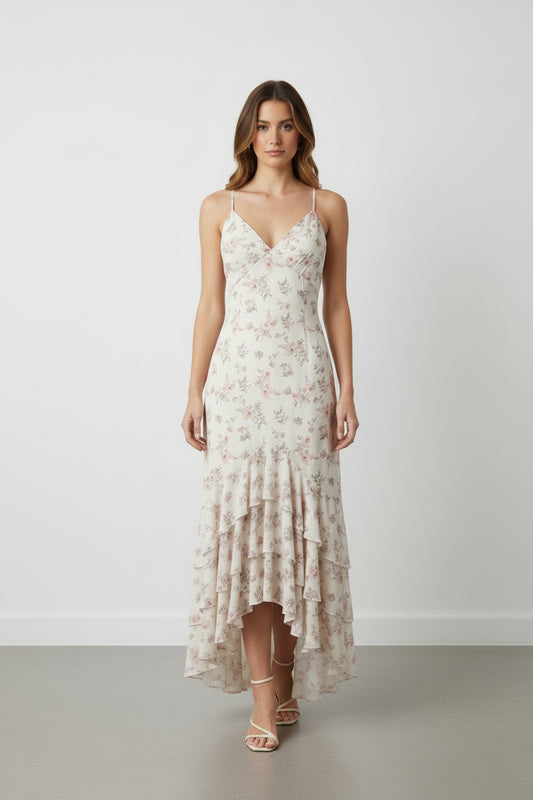 Flowery Hem Midi Dress