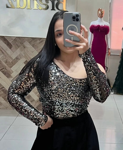Slim Vertical Top Sequin