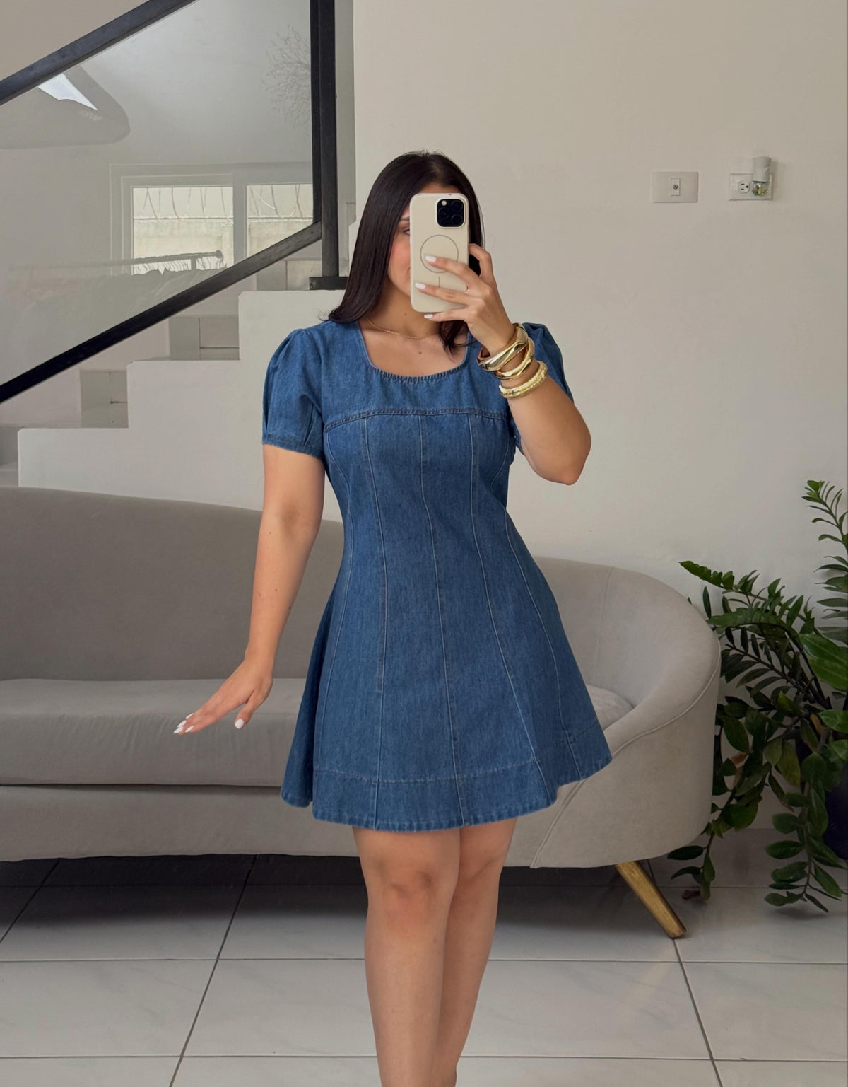 Puff Denim Dress