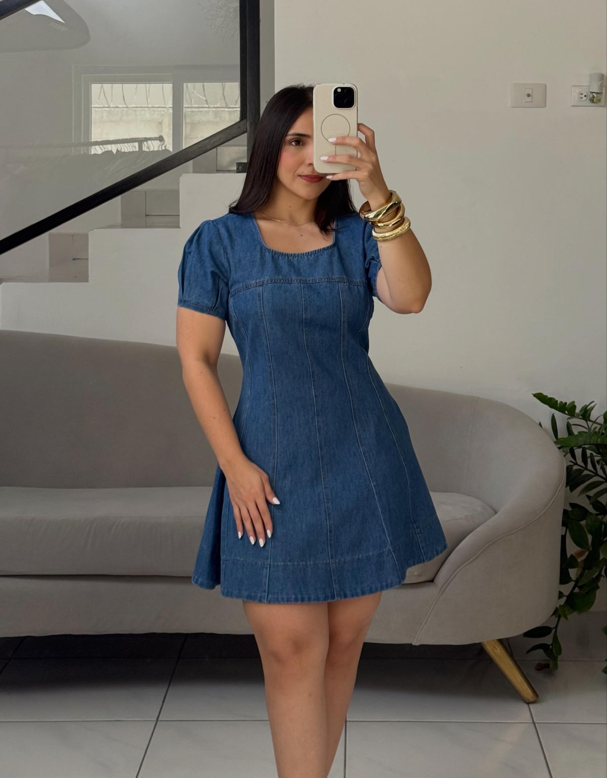 Puff Denim Dress