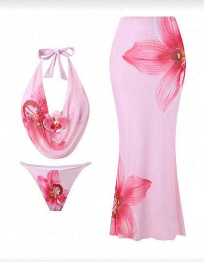 Pink Floral Swimwear
