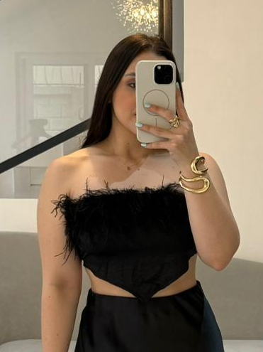 Fur trim Top