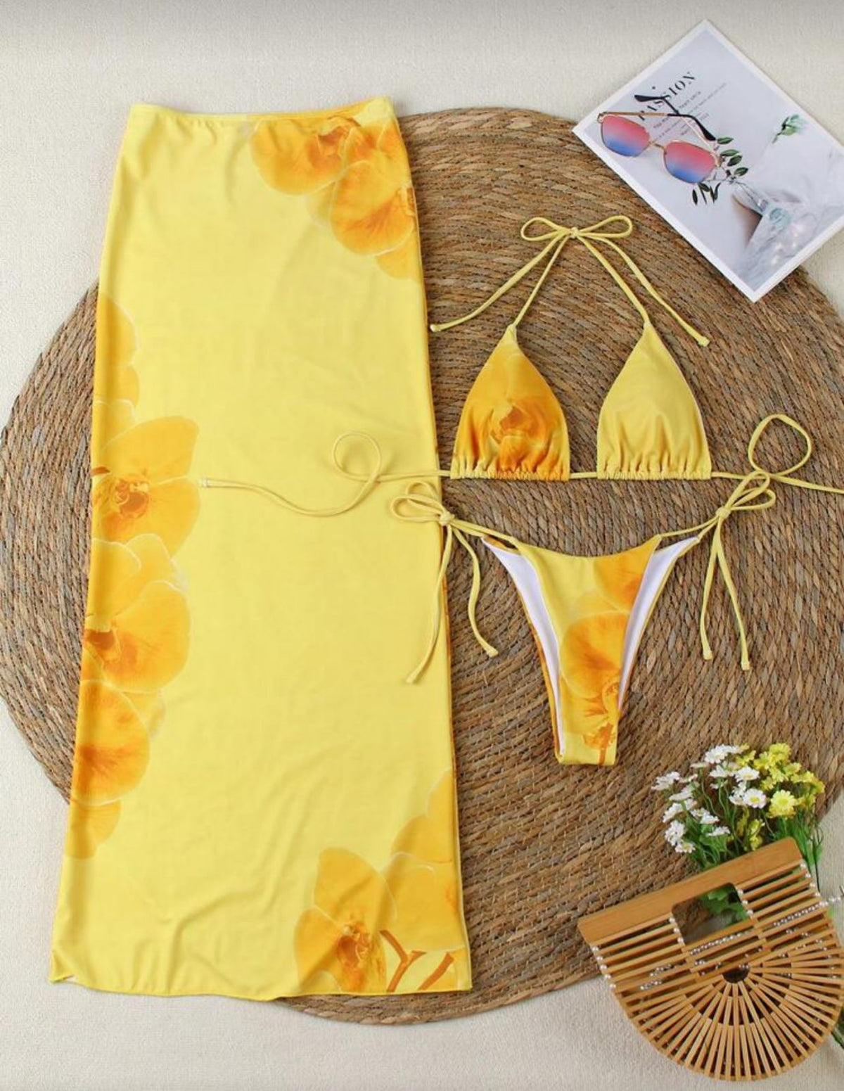 SolidFloral Swimwear