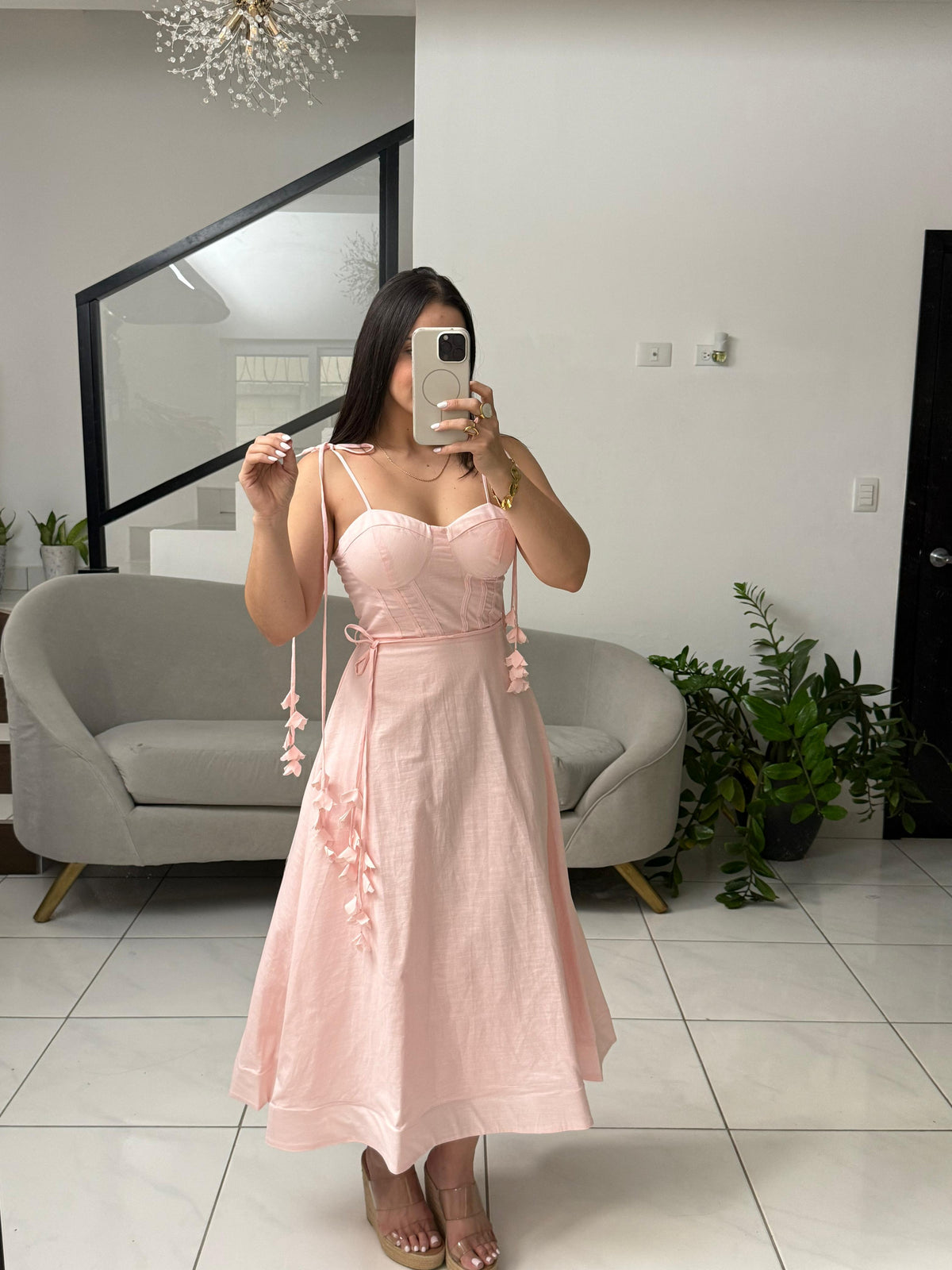 Linen Flowery Corset dress