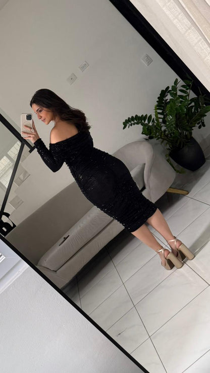 Sequin Cross Wrap Dress
