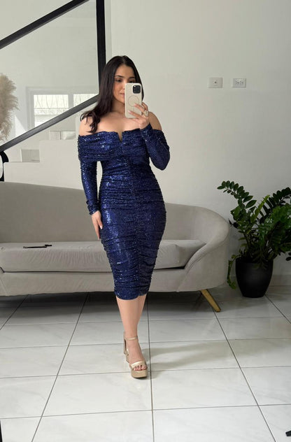 Sequin Cross Wrap Dress