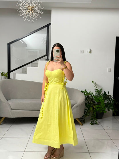 Linen Flowery Corset dress
