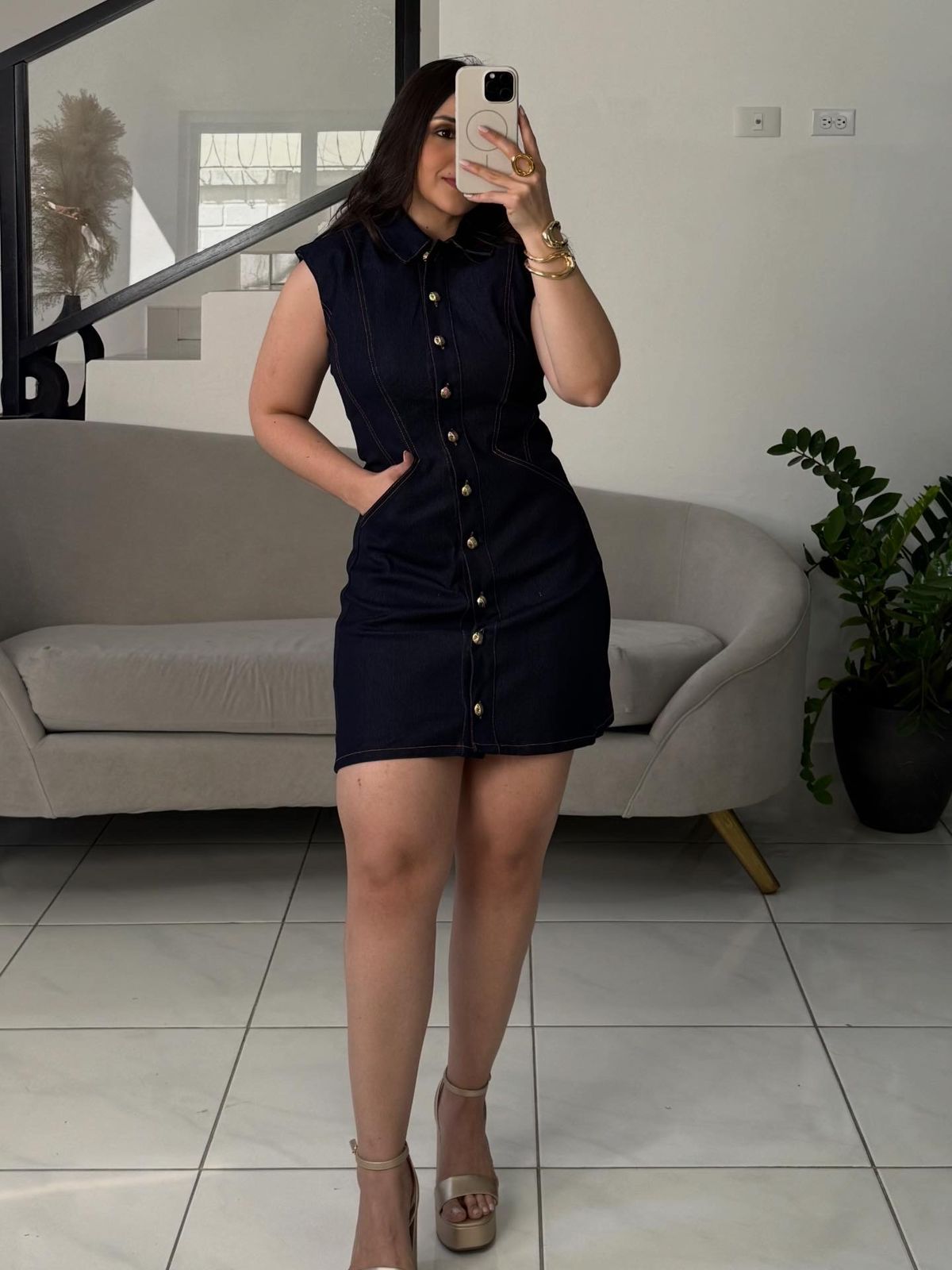 Button Mini Dress
