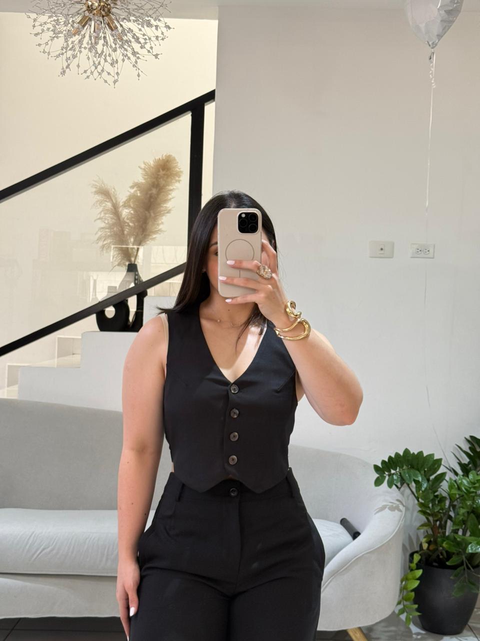 Black V top