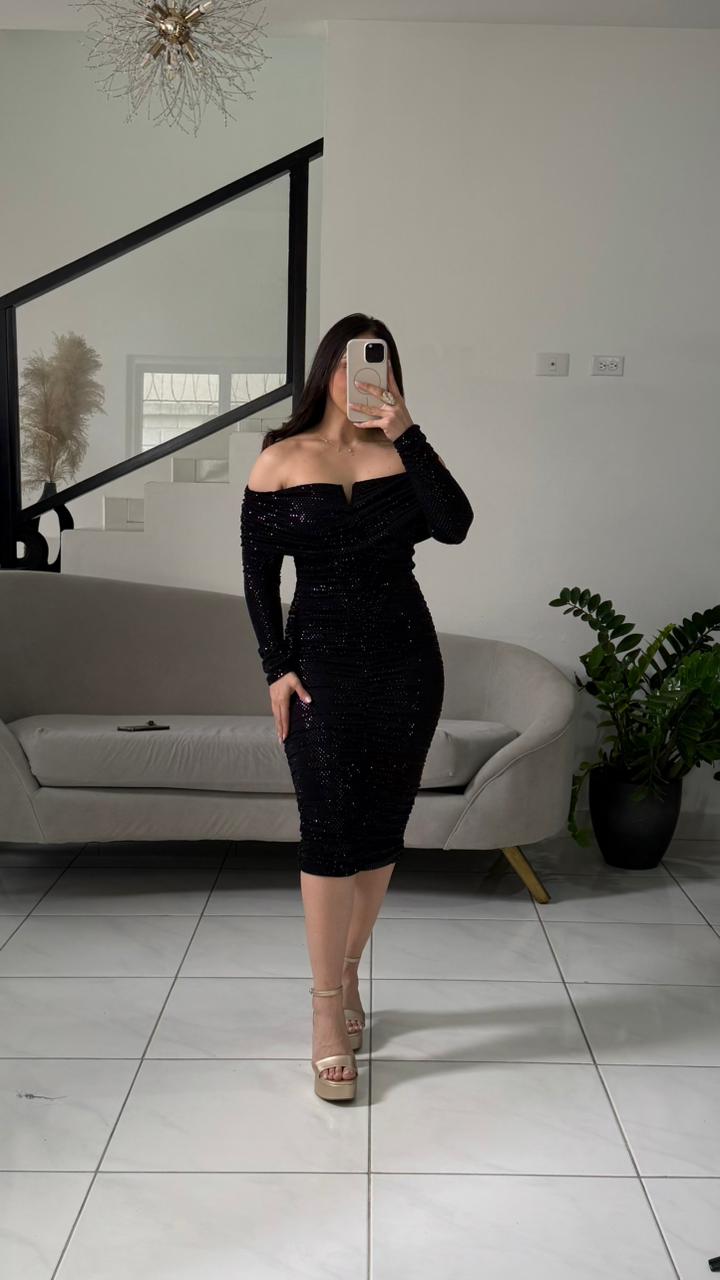 Sequin Cross Wrap Dress
