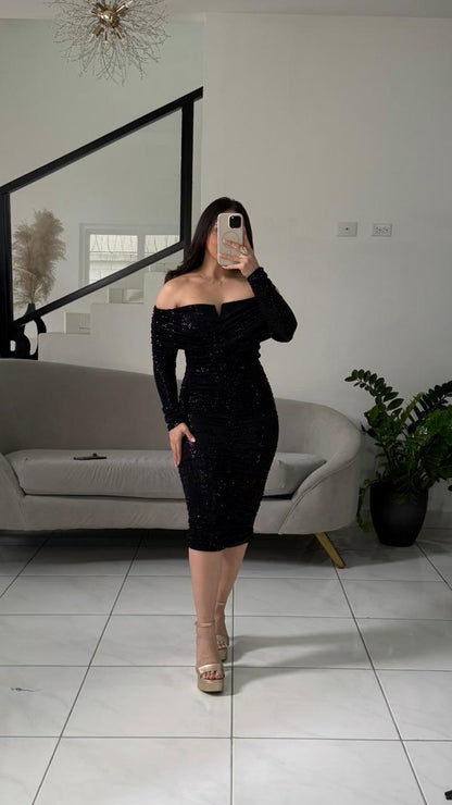 Sequin Cross Wrap Dress