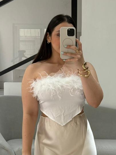 Fur trim Top